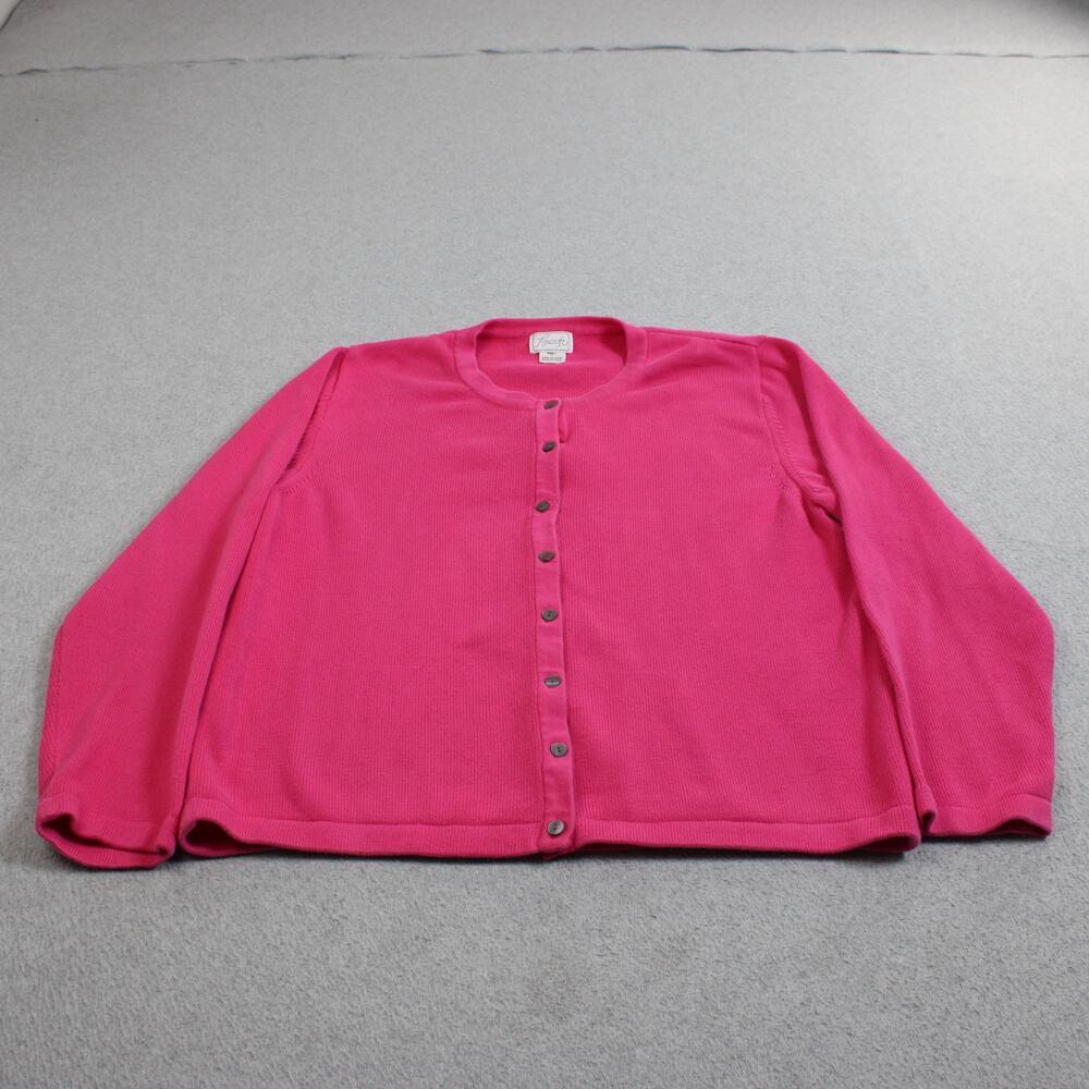 Foxcroft Cardigan Sweater Women Large Pink Cotton Button Peru Twee Classic Offic